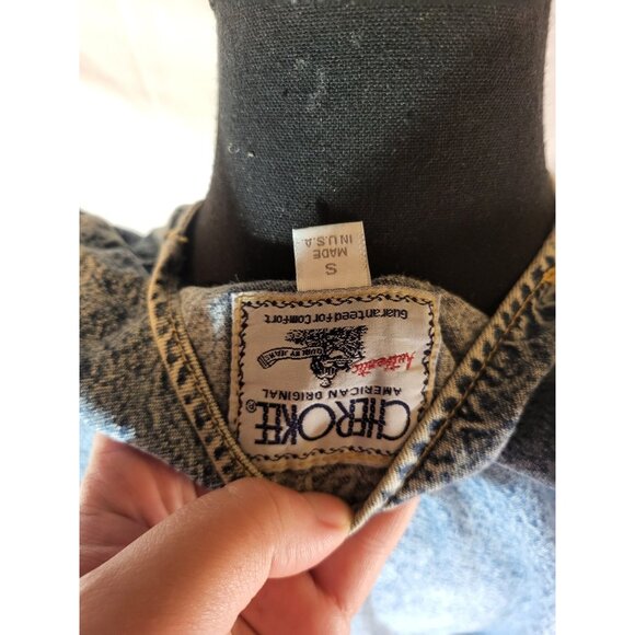 Vtg 90s Cherokee Blue Denim Jean Acid Washed Vest Small USA Western - Picture 6 of 6